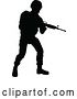 Vector Illustration of Black Silhouetted Male Armed Soldier by AtStockIllustration