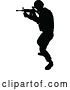 Vector Illustration of Black Silhouetted Male Armed Soldier by AtStockIllustration