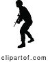 Vector Illustration of Black Silhouetted Male Armed Soldier by AtStockIllustration