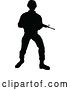 Vector Illustration of Black Silhouetted Male Armed Soldier by AtStockIllustration