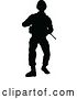 Vector Illustration of Black Silhouetted Male Armed Soldier by AtStockIllustration