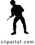 Vector Illustration of Black Silhouetted Male Armed Soldier by AtStockIllustration