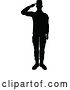 Vector Illustration of Black Silhouetted Male Soldier Saluting by AtStockIllustration