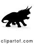 Vector Illustration of Black Silhouetted Triceratops Dinosaur, with a Shadow on a White Background by AtStockIllustration