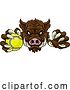 Vector Illustration of Boar Wild Hog Razorback Warthog Pig Tennis Mascot by AtStockIllustration