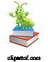 Vector Illustration of Bookworm Caterpillar Worm on Book Stack by AtStockIllustration