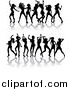 Vector Illustration of Borders of Black Silhouetted Women Dancing by AtStockIllustration