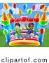 Vector Illustration of Bouncy House Castle Jumping Boys Children by AtStockIllustration