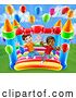 Vector Illustration of Bouncy House Castle Jumping Boys Children by AtStockIllustration