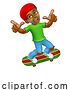 Vector Illustration of Boy Kid Child on Skateboard Skateboarding by AtStockIllustration