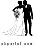 Vector Illustration of Bride and Groom Couple Wedding Dress Silhouettes by AtStockIllustration