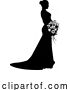 Vector Illustration of Bride Bridal Wedding Dress Silhouette Lady Design by AtStockIllustration