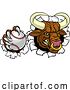 Vector Illustration of Bull Minotaur Longhorn Cow Baseball Mascot by AtStockIllustration