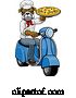 Vector Illustration of Bulldog Chef Pizza Restaurant Delivery Scooter by AtStockIllustration