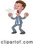 Vector Illustration of Cartoon Angry Boss Office Worker in Suit Shouting by AtStockIllustration