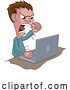 Vector Illustration of Cartoon Angry Stressed Guy Shouting at Laptop Cartoon by AtStockIllustration