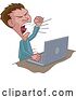 Vector Illustration of Cartoon Angry Stressed Guy Shouting at Laptop Cartoon by AtStockIllustration