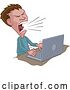 Vector Illustration of Cartoon Angry Stressed Guy Shouting at Laptop Cartoon by AtStockIllustration