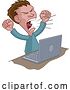 Vector Illustration of Cartoon Angry Stressed Guy Shouting at Laptop Cartoon by AtStockIllustration