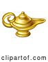 Vector Illustration of Cartoon Antique Gold Aladdin Magic Lamp by AtStockIllustration