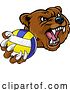 Vector Illustration of Cartoon Bear Volleyball Volley Ball Claw Grizzly Mascot by AtStockIllustration