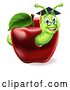 Vector Illustration of Cartoon Bookworm Apple Cartoon by AtStockIllustration