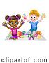 Vector Illustration of Cartoon Boy and Girl Fun Painting by AtStockIllustration