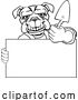 Vector Illustration of Cartoon Bricklayer Bulldog Dog Trowel Tool Handyman Mascot by AtStockIllustration