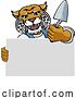 Vector Illustration of Cartoon Bricklayer Wildcat Trowel Tool Handyman Mascot by AtStockIllustration