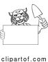 Vector Illustration of Cartoon Bricklayer Wildcat Trowel Tool Handyman Mascot by AtStockIllustration