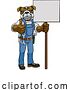 Vector Illustration of Cartoon Bulldog Mascot Handyman Holding Sign by AtStockIllustration