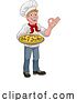 Vector Illustration of Cartoon Chef Cook Guy Holding a Pizza by AtStockIllustration