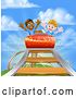 Vector Illustration of Cartoon Children on Roller Coaster by AtStockIllustration