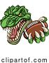 Vector Illustration of Cartoon Crocodile Dinosaur Alligator Football Sport Mascot by AtStockIllustration