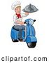 Vector Illustration of Cartoon Delivery Chef Scooter Moped Takeout Guy by AtStockIllustration