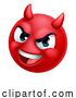 Vector Illustration of Cartoon Devil Emoji Emoticon Guy Face Icon Mascot by AtStockIllustration