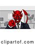 Vector Illustration of Cartoon Devil Evil Business Man in Suit Pointing by AtStockIllustration