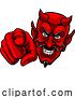 Vector Illustration of Cartoon Devil Satan Pointing Finger at You Mascot Cartoon by AtStockIllustration