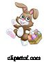 Vector Illustration of Cartoon Easter Bunny Rabbit Eggs Basket Cartoon by AtStockIllustration