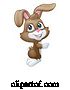 Vector Illustration of Cartoon Easter Bunny Rabbit Peeking Pointing Sign Cartoon by AtStockIllustration