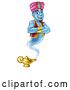 Vector Illustration of Cartoon Genie Magic Lamp Aladdin Pantomime Cartoon by AtStockIllustration