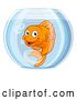 Vector Illustration of Cartoon Goldfish in Gold Fish Bowl Cute Character by AtStockIllustration