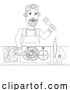 Vector Illustration of Cartoon Guy Cooking Vegetable Curry Chinese Food Kitchen by AtStockIllustration