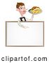 Vector Illustration of Cartoon Kebab and Chips Waiter Sign by AtStockIllustration