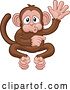 Vector Illustration of Cartoon Monkey Animal Waving and Pointing by AtStockIllustration