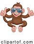 Vector Illustration of Cartoon Monkey Sunglasses Animal Giving Thumbs up by AtStockIllustration