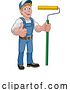 Vector Illustration of Cartoon Painter Decorator Paint Roller Handy Guy by AtStockIllustration