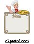 Vector Illustration of Cartoon Pizza Chef Cook Guy Menu Sign Background by AtStockIllustration