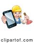 Vector Illustration of Cartoon Plumber Handyman Phone Concept by AtStockIllustration