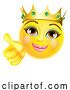 Vector Illustration of Cartoon Queen Princess Emoticon Gold Crown Face by AtStockIllustration